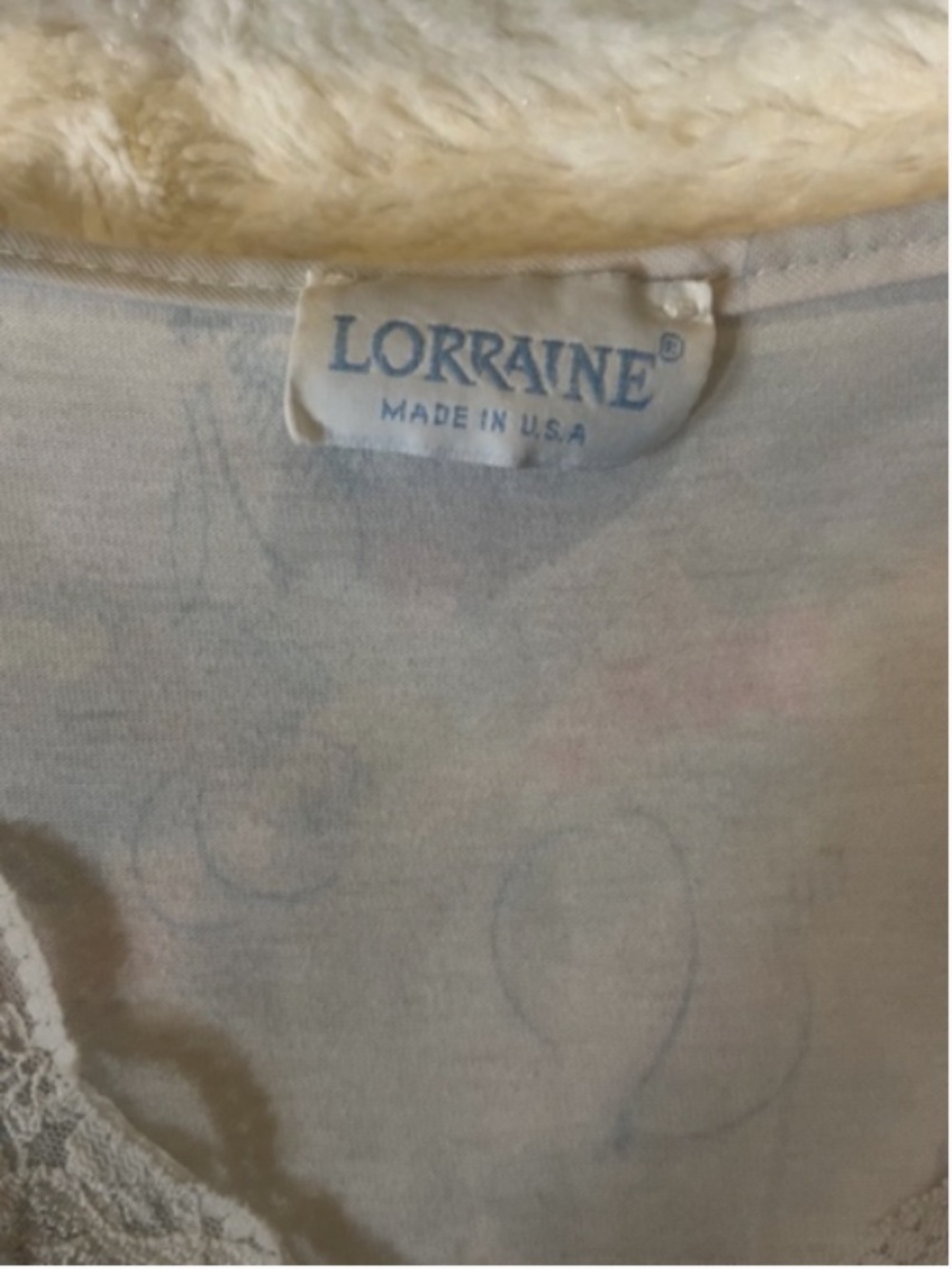 Vintage 80's LORRAINE White Blue Floral Lace Trim Nightgown USA Size Medium Gran - Picture 3 of 7